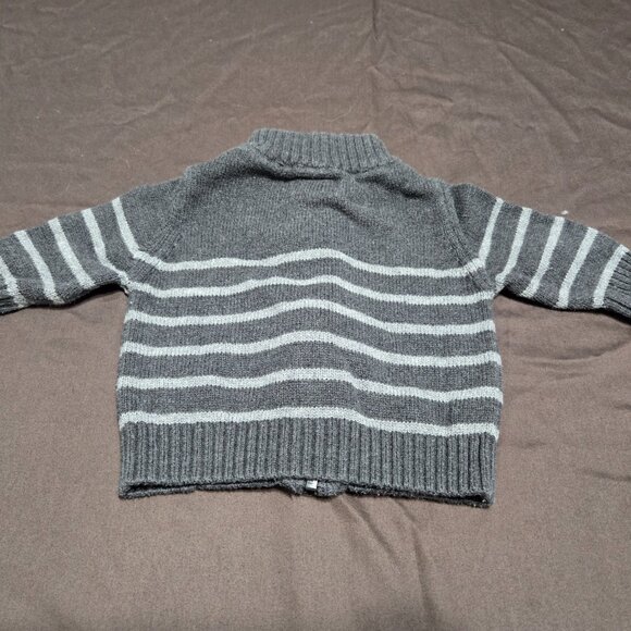 Knit Long Sleeve Sweater Stripe Design Collar Zip Up OshKosh 3 Month 100% Cotton - Picture 2 of 4